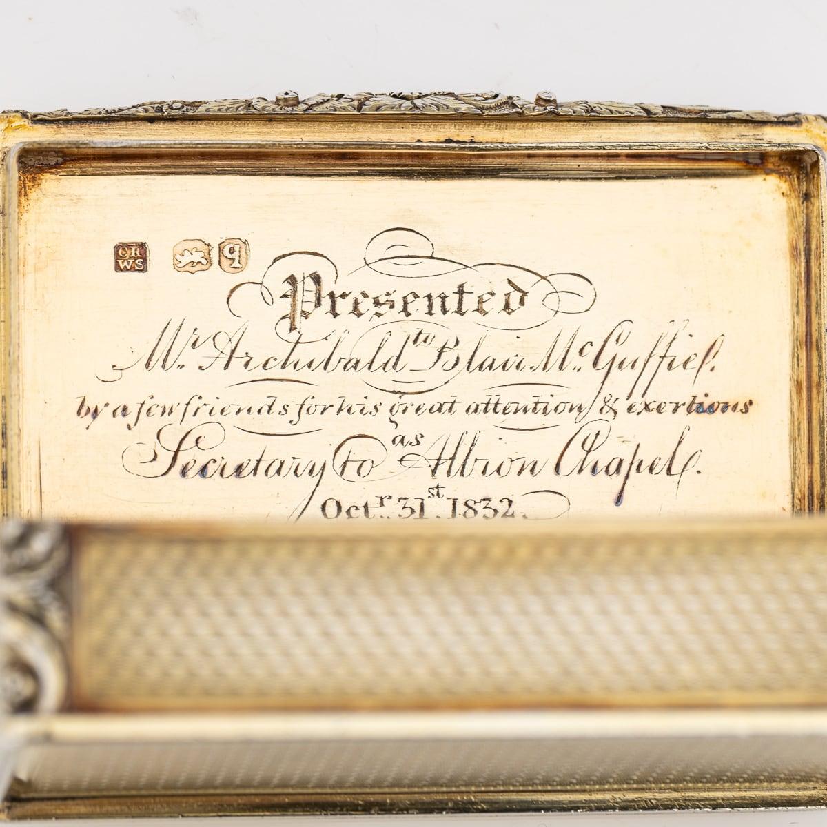 Antique 19th Century Regency Solid Silver Large Snuff Box, London c.1831 For Sale 9