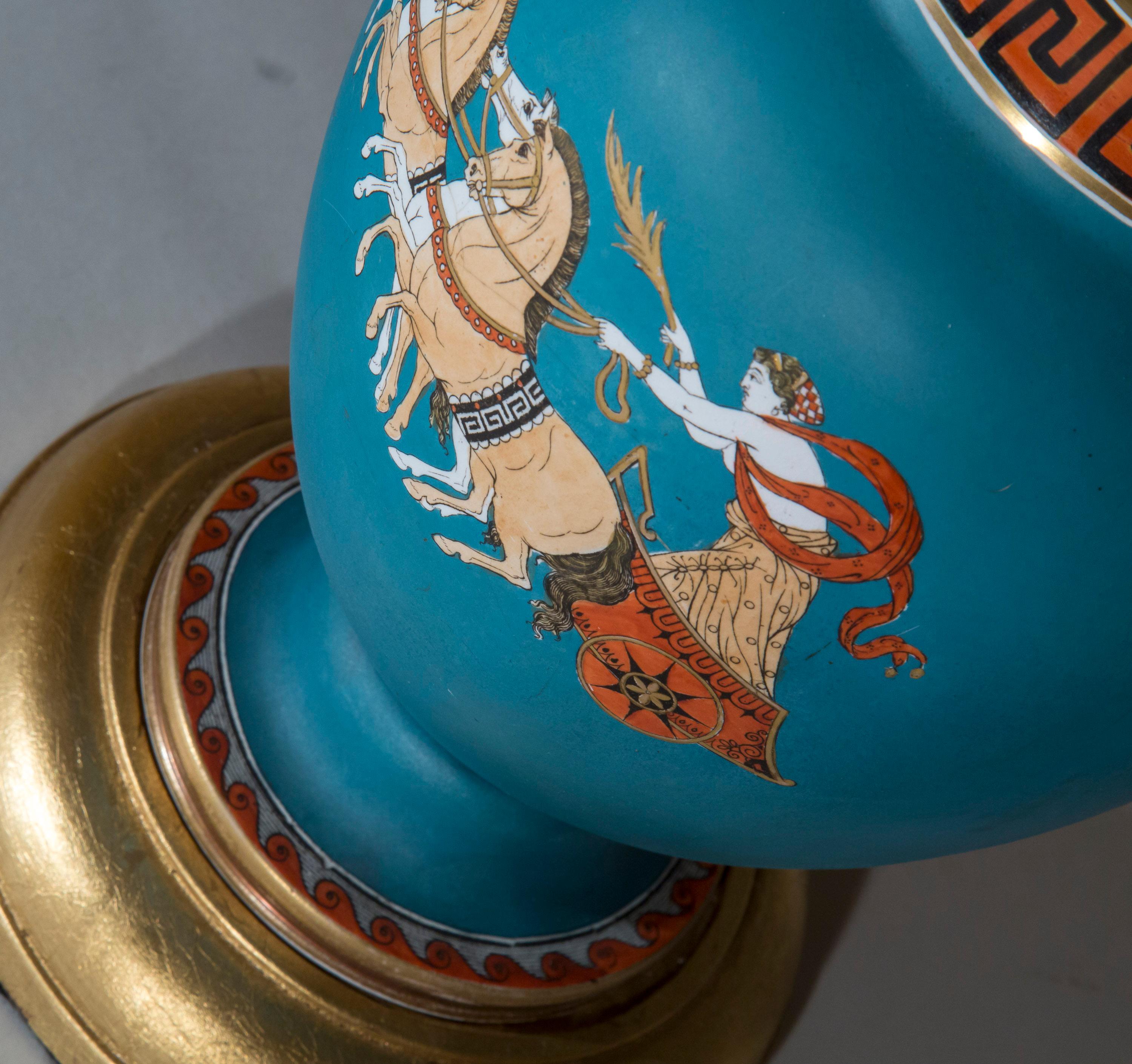 Porcelaine Ancienne lampe de table Regency du 19ème siècle en vente