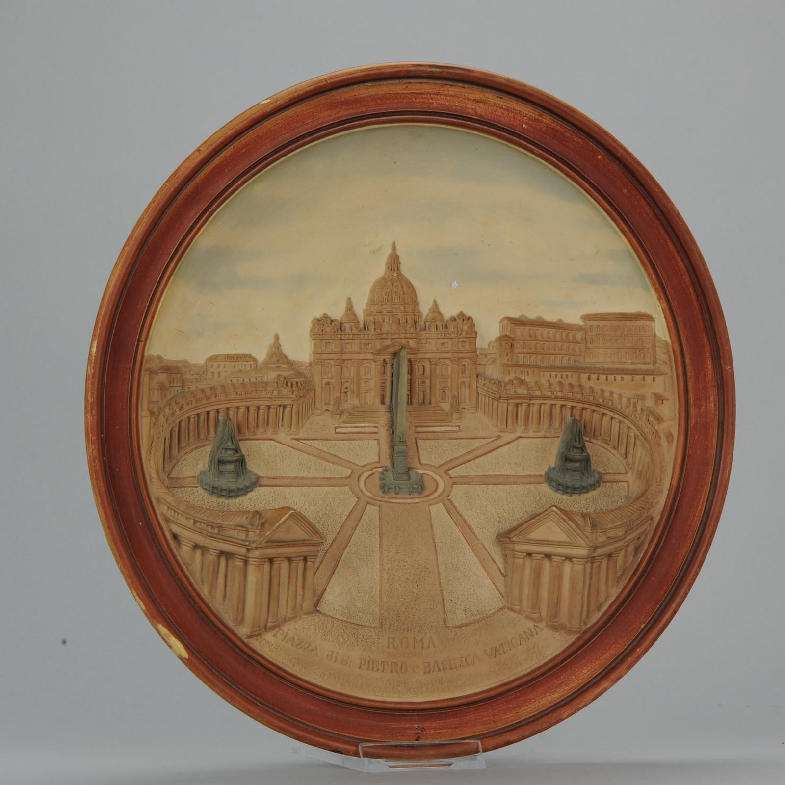 Antique 19th Century Relief Plate Germany Johann Maresch Roma St Peter Vatican For Sale 5