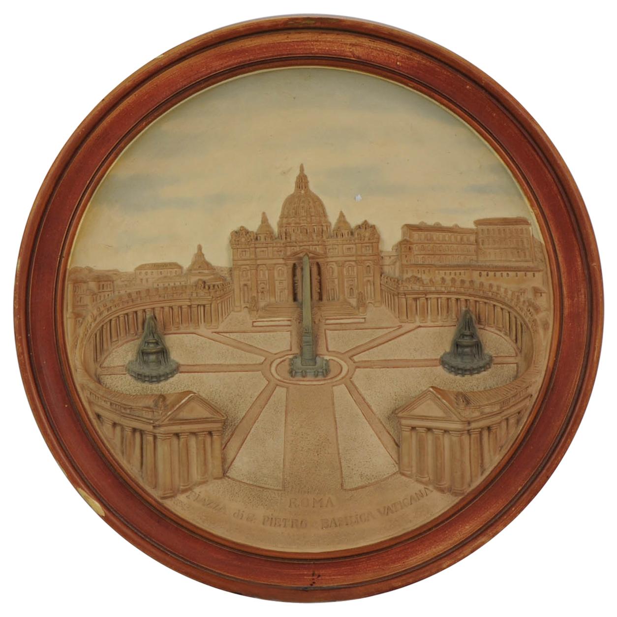 Antique 19th Century Relief Plate Germany Johann Maresch Roma St Peter Vatican For Sale
