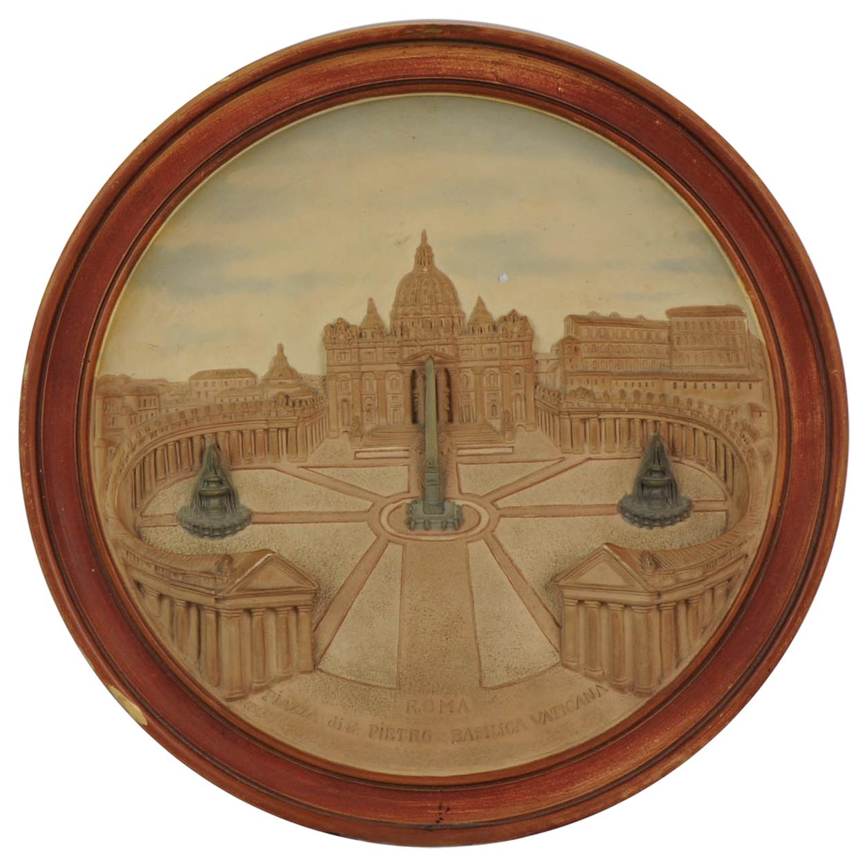 Antico piatto a rilievo del XIX secolo Germania Johann Maresch Roma San Pietro Vaticano