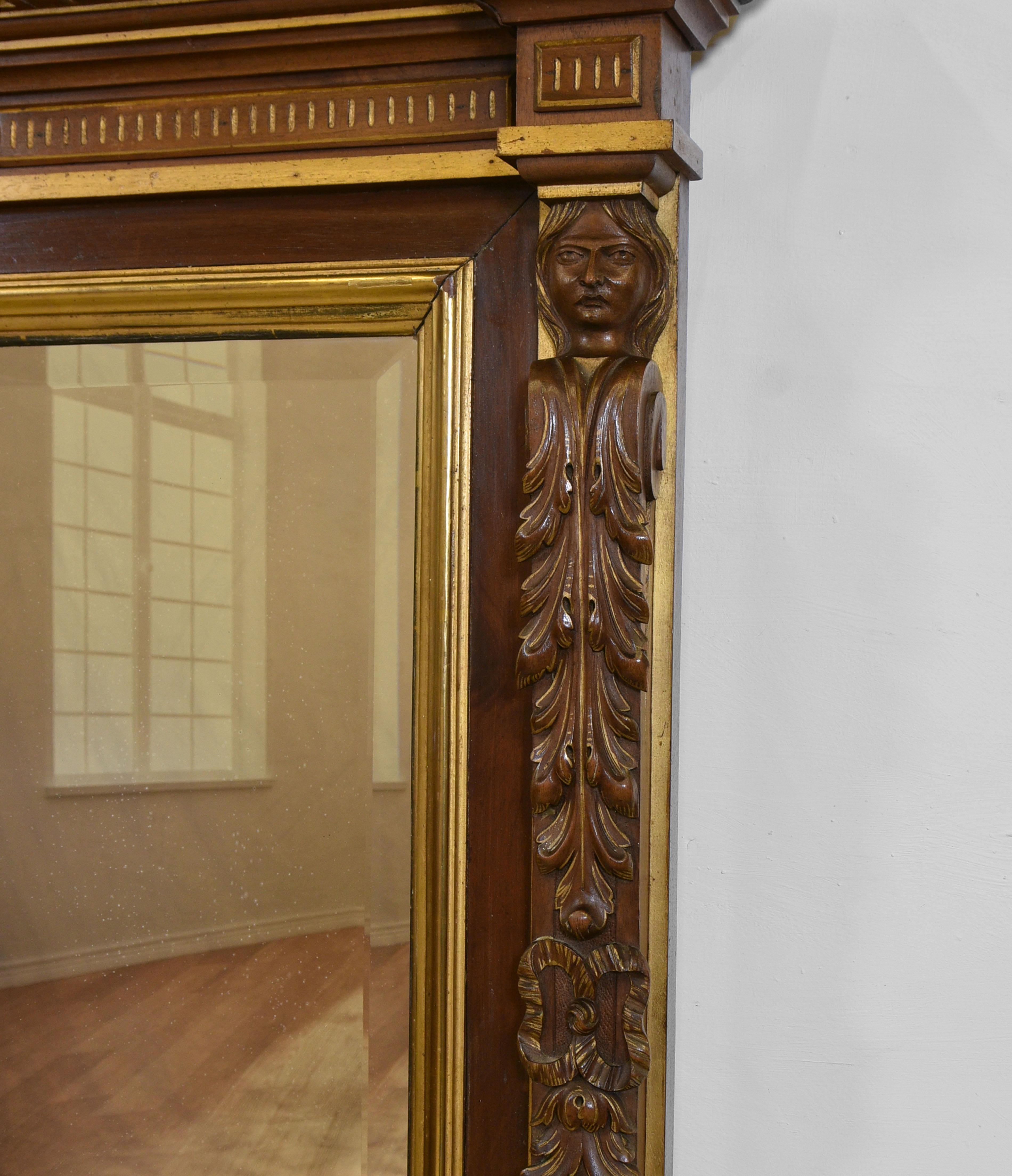European Antique 19th Century Renaissance Revival Walnut & Gilt Wall Mirror For Sale