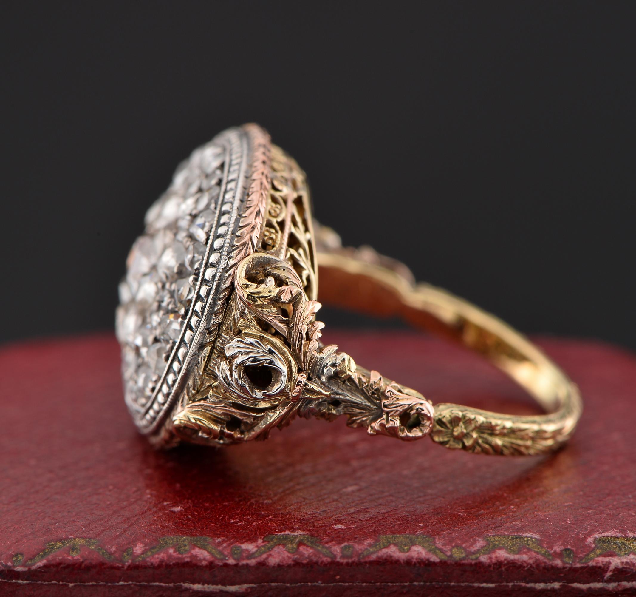 Antique 19th Century Rose Cut Diamond 18 KT Ring For Sale 2