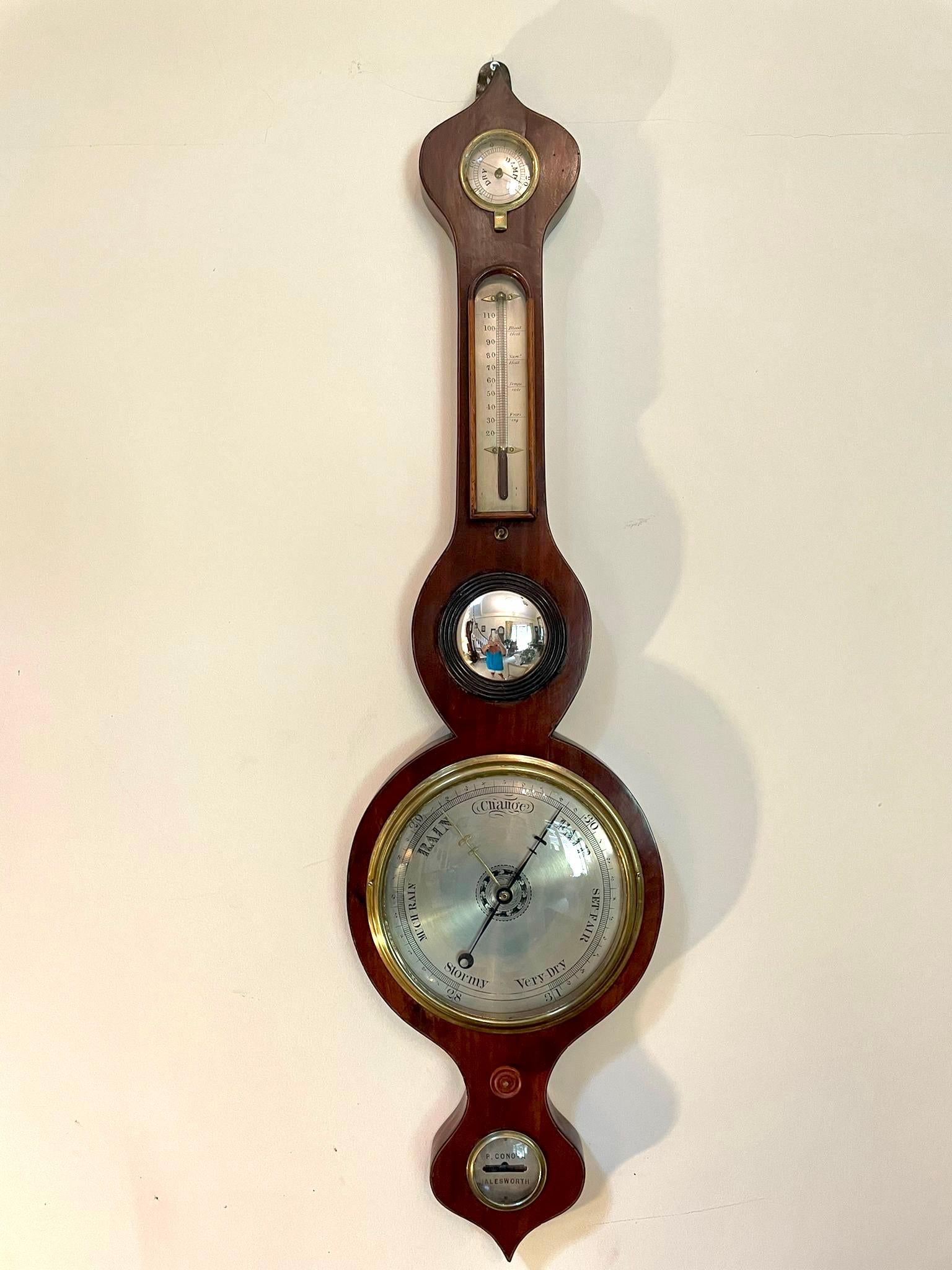 English Antique 19th Century Rosewood Banjo Barometer For Sale