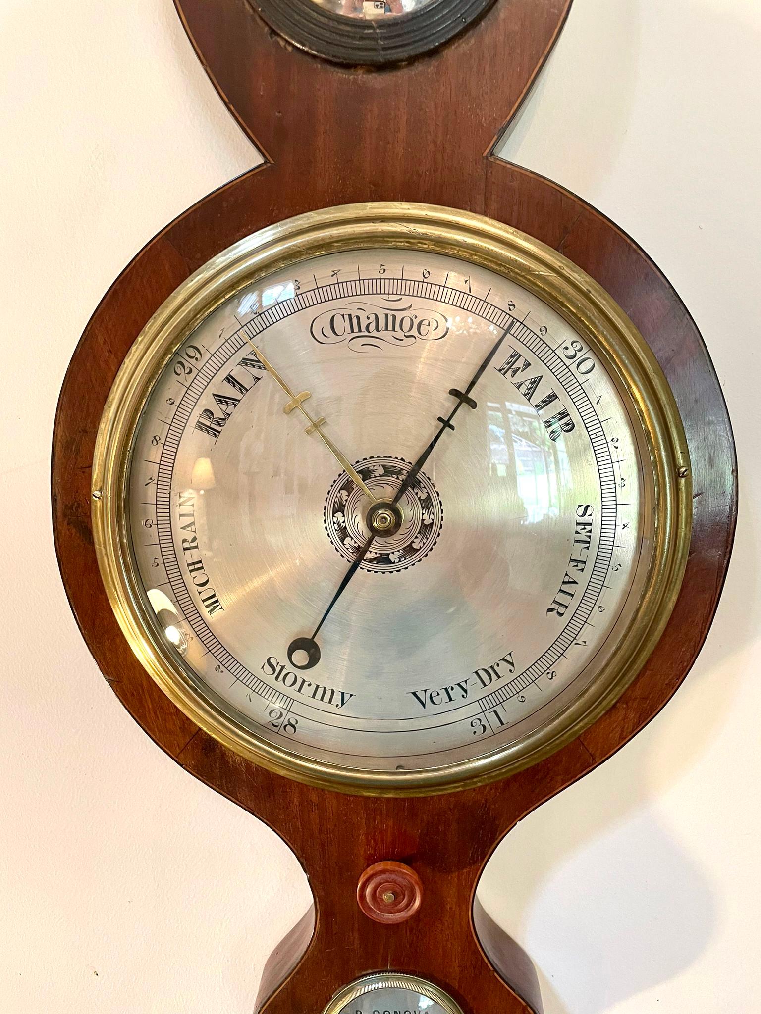 Antique 19th Century Rosewood Banjo Barometer For Sale 1