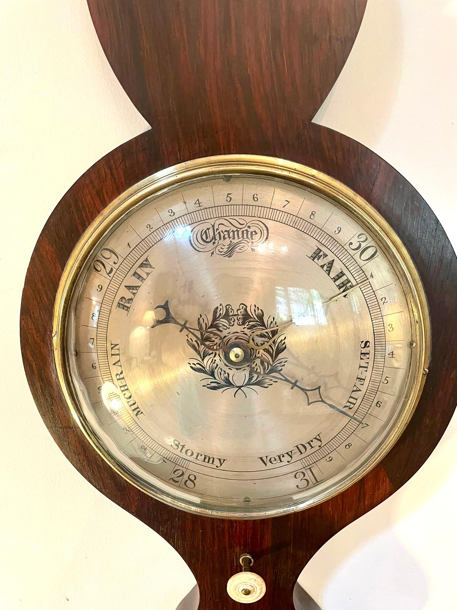 European Antique 19th Century Rosewood Banjo Barometer For Sale