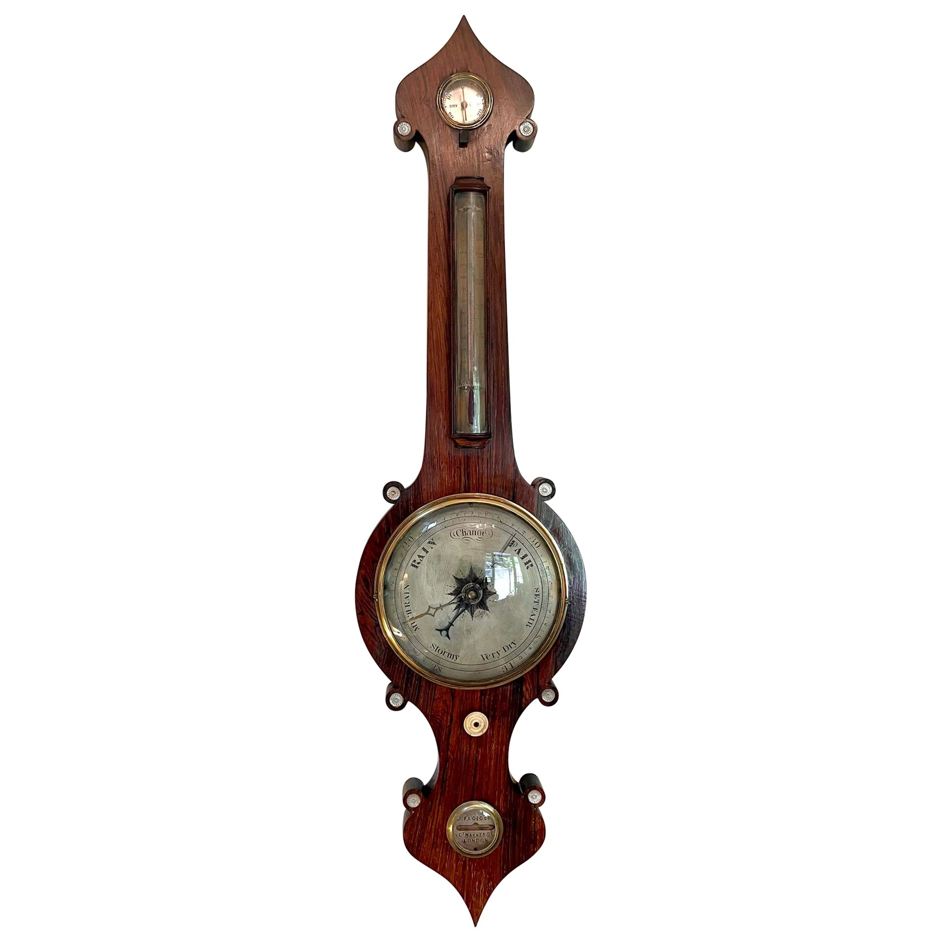 Antique 19th Century Rosewood Banjo Barometer