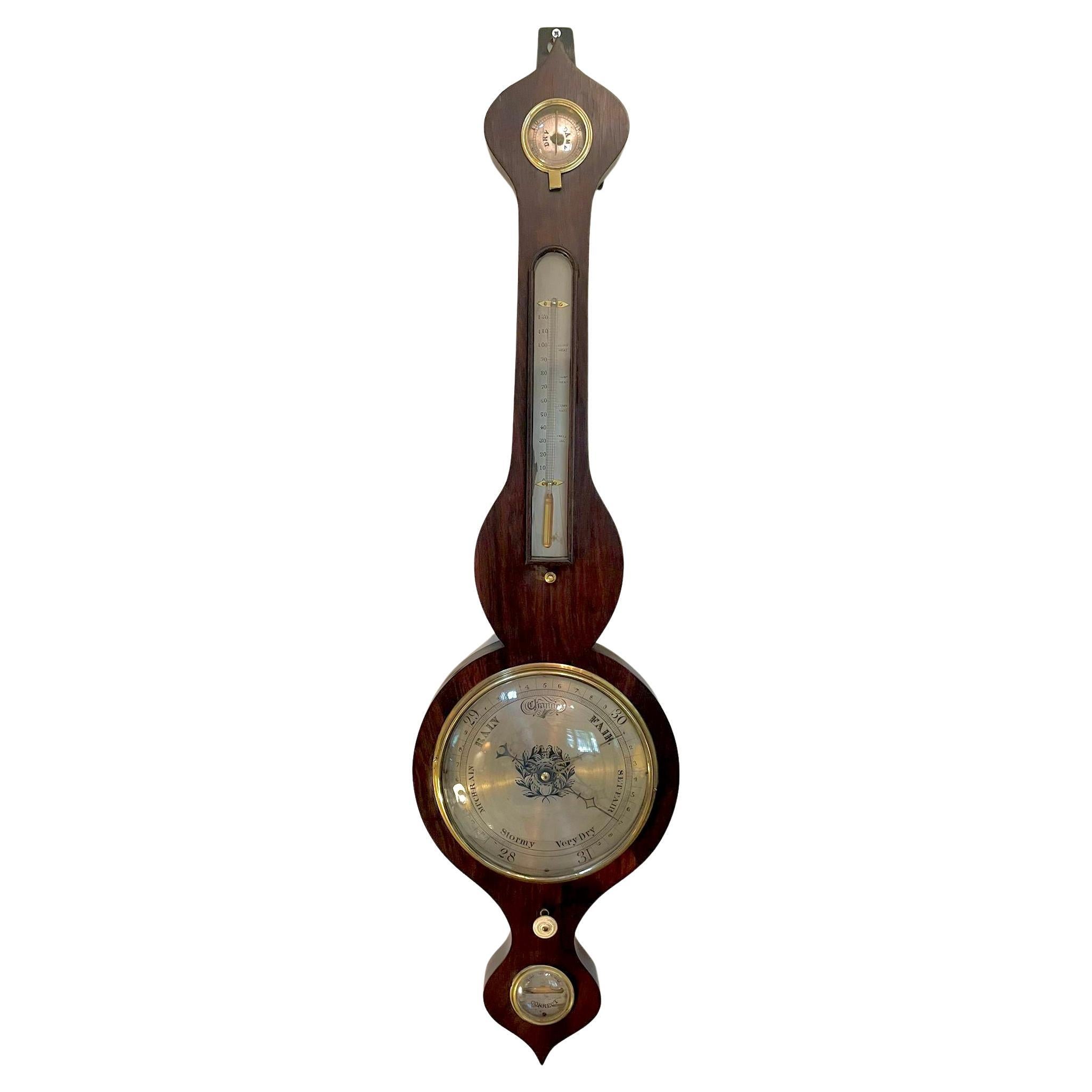 Antique 19th Century Rosewood Banjo Barometer For Sale at 1stDibs