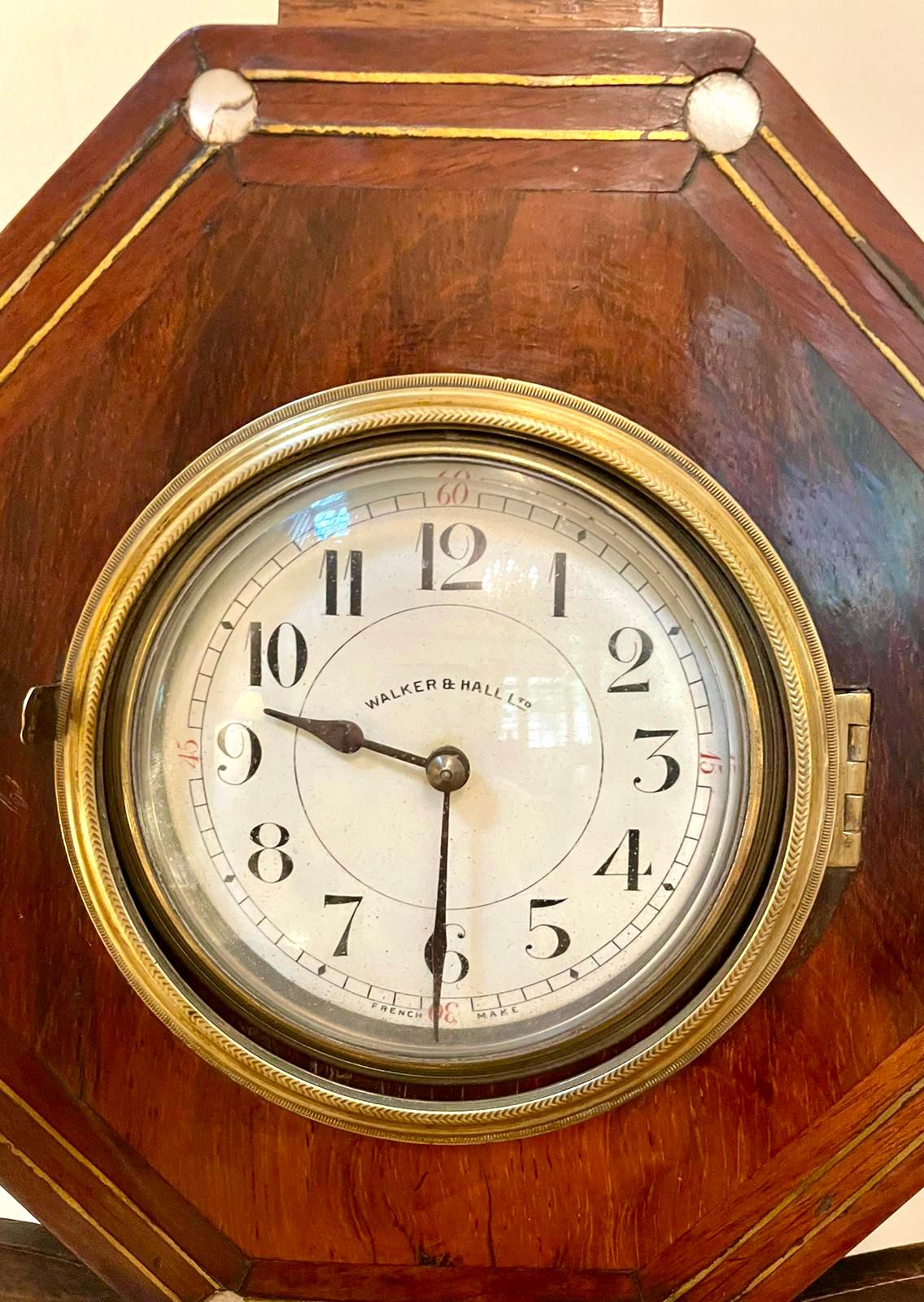 English Antique 19th Century Rosewood Inlaid Mantel Clock For Sale