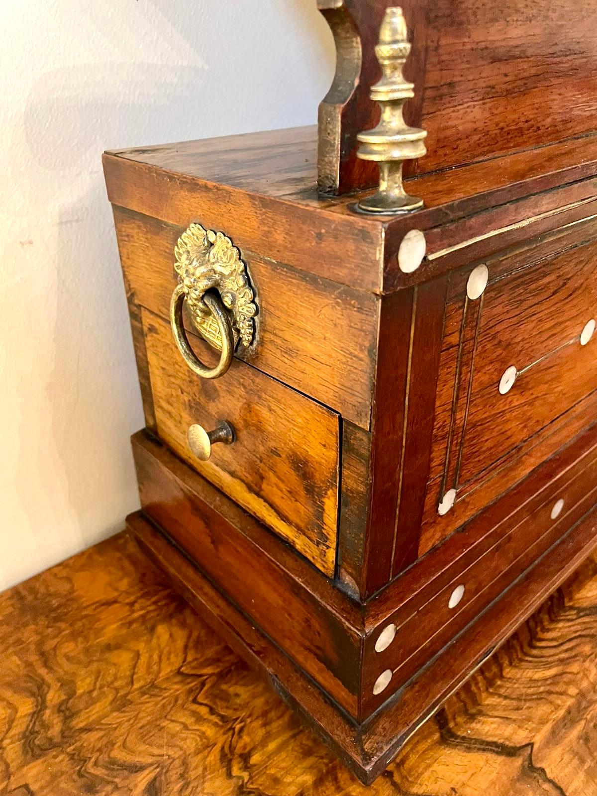 Antique 19th Century Rosewood Inlaid Mantel Clock For Sale 1