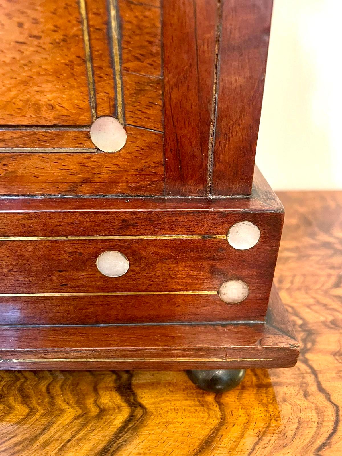 Antique 19th Century Rosewood Inlaid Mantel Clock For Sale 4