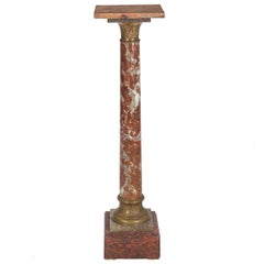 Antique 19th Century Rouge Marble and Bronze Pedestal in French Taste