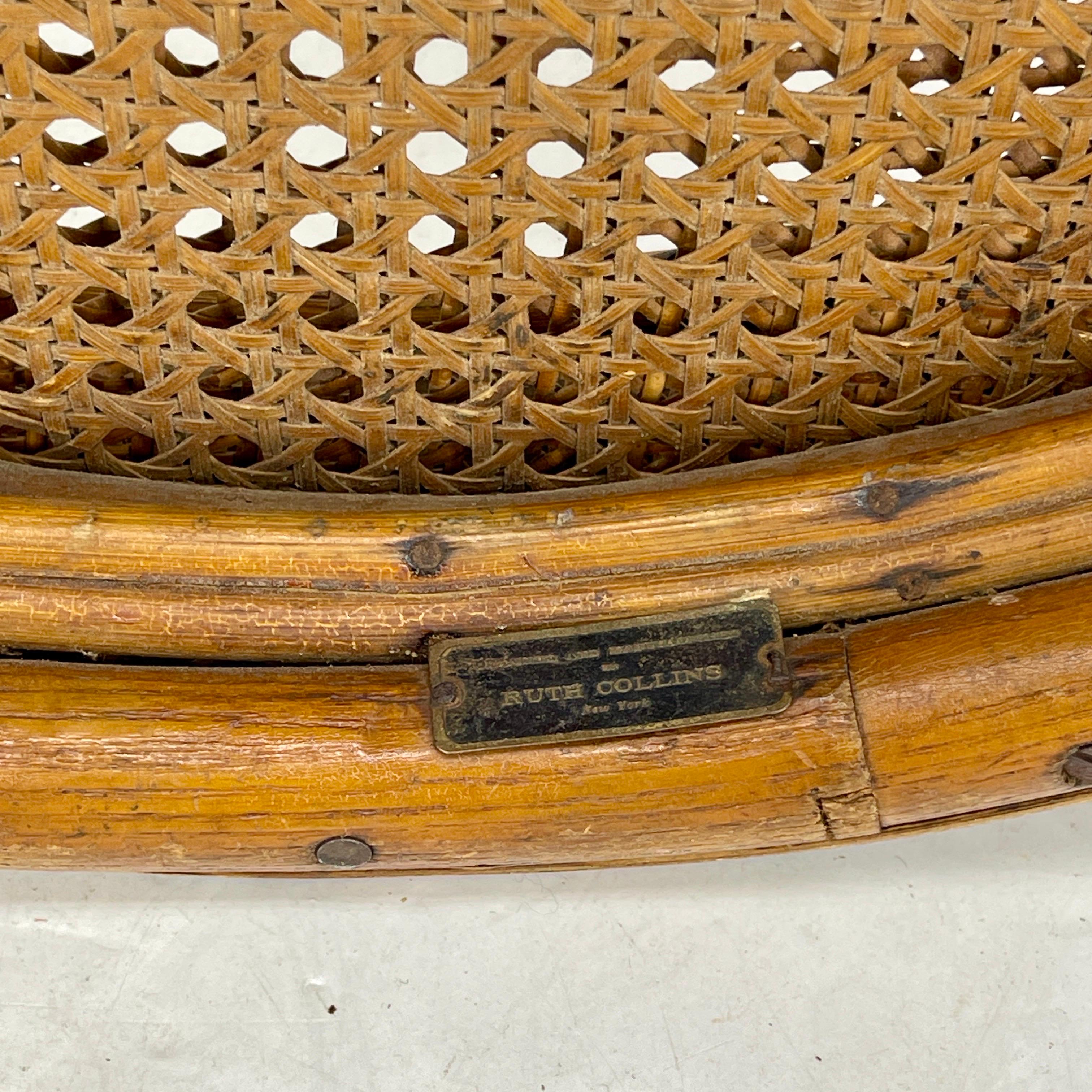 Antiker runder Schilfrohr-Loungesessel des 19. Jahrhunderts von Ruth Collins, New York im Angebot 3