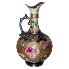 Antique 19th Century Royal Nippon Cobalt Blue & Floral Gold Gilt Ewer