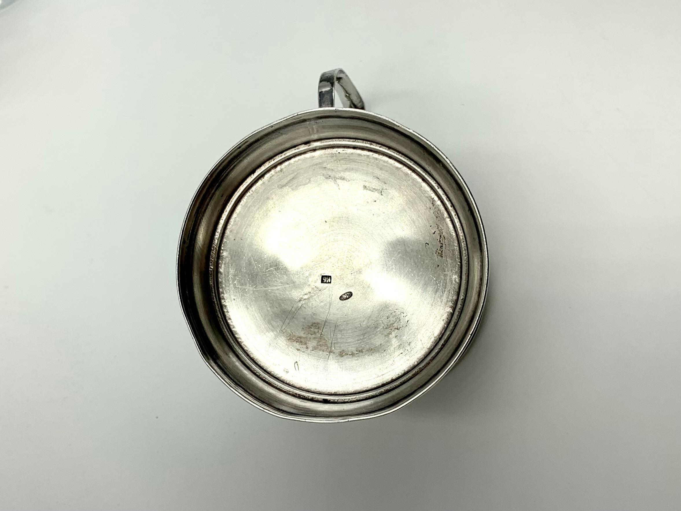 Ancien porte-verre à thé russe du 19e siècle en argent et cristal 84 en vente 3