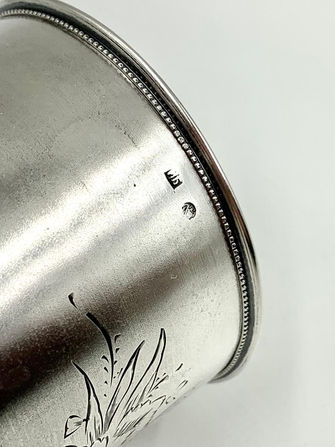 Ancien porte-verre à thé russe du 19e siècle en argent et cristal 84 en vente 5