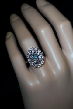 Antique 19th Century Russian Alexandrite Diamond Cluster Ring