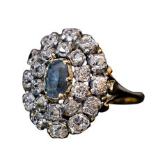 Antique 19ème siècle Russian Alexandrite Diamond Cluster Ring