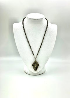 Antique 19th Century Russian Double Sided Silver and Niello Reliquary Cross