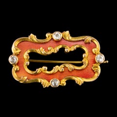 19th Century Russian Faberge 56 Gold and Enamel Brooch, Oskar Pihl, circa 1890