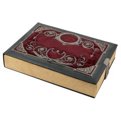Antique 19th Century Russian Solid Silver, Velvet & Leather Book Cover c.1890