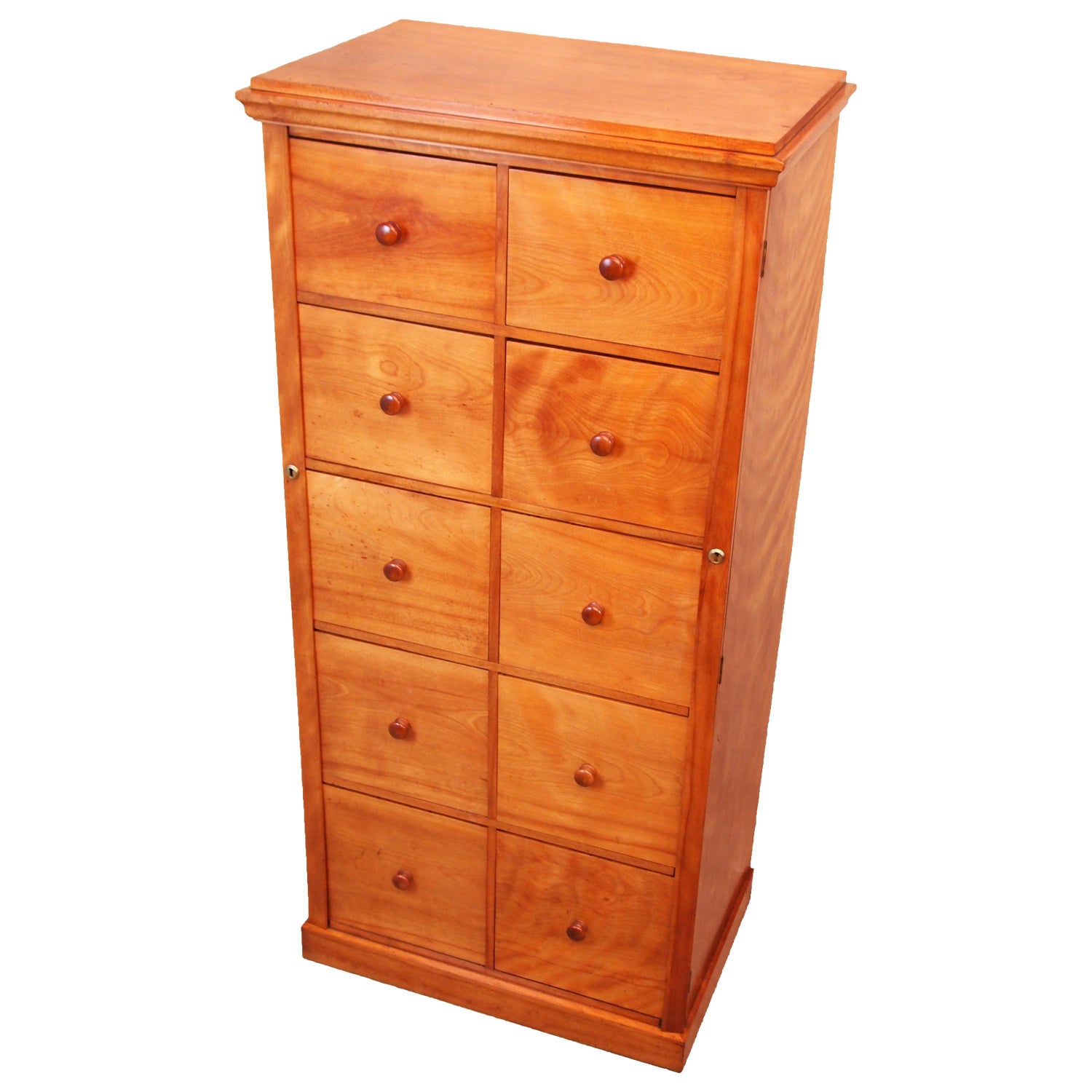 Antique 19th Century Satinbirch Wellington Type Chest S S Timms