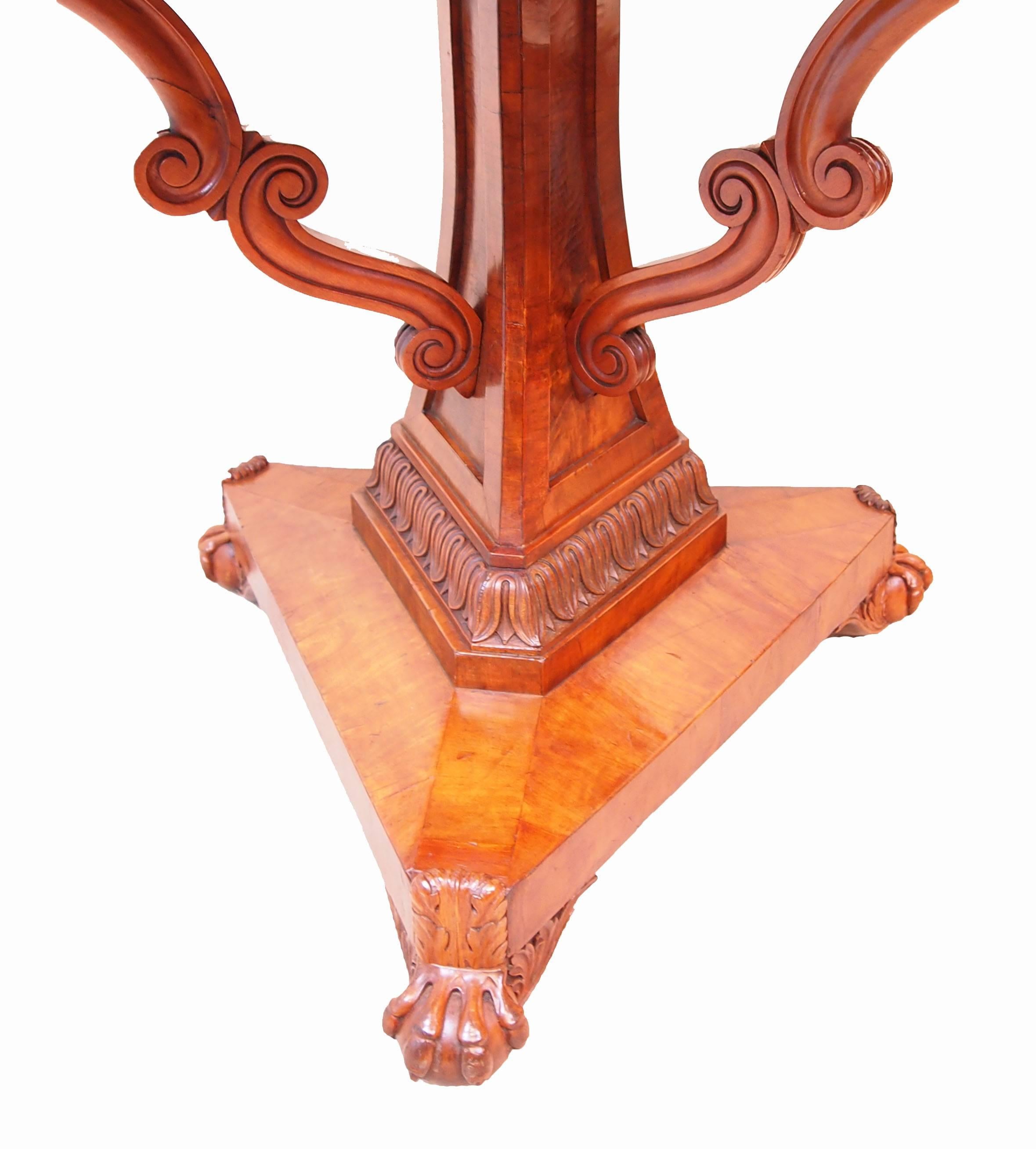 Regency Antique 19th Century Satinwood Pietra Dura Marble Centre Table
