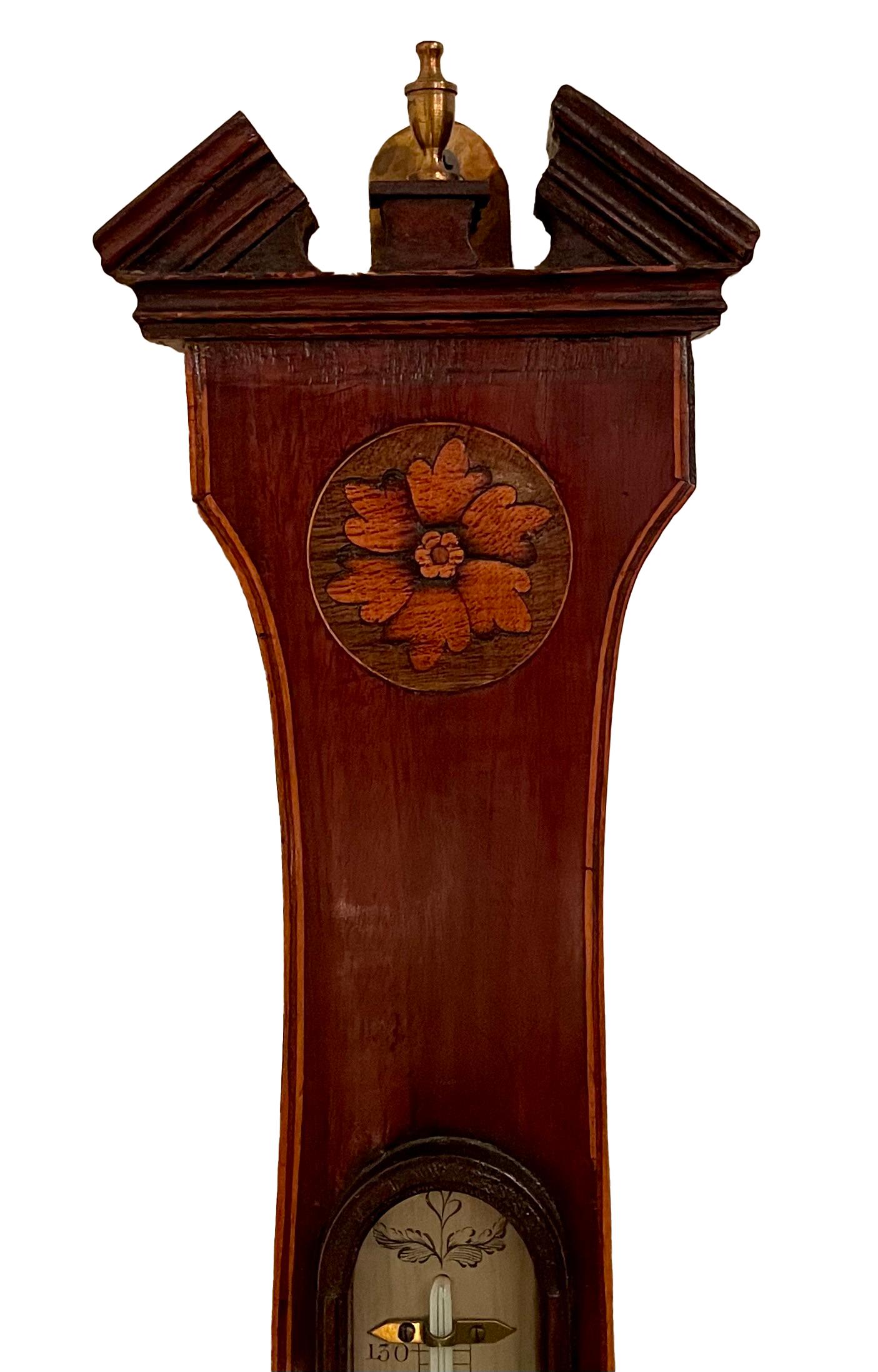 Antique 19th Century Scottish Mahogany with Satinwood Inlay Barometer. For Sale 2