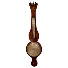 Antique 19th Century Scottish Mahogany with Satinwood Inlay Barometer.