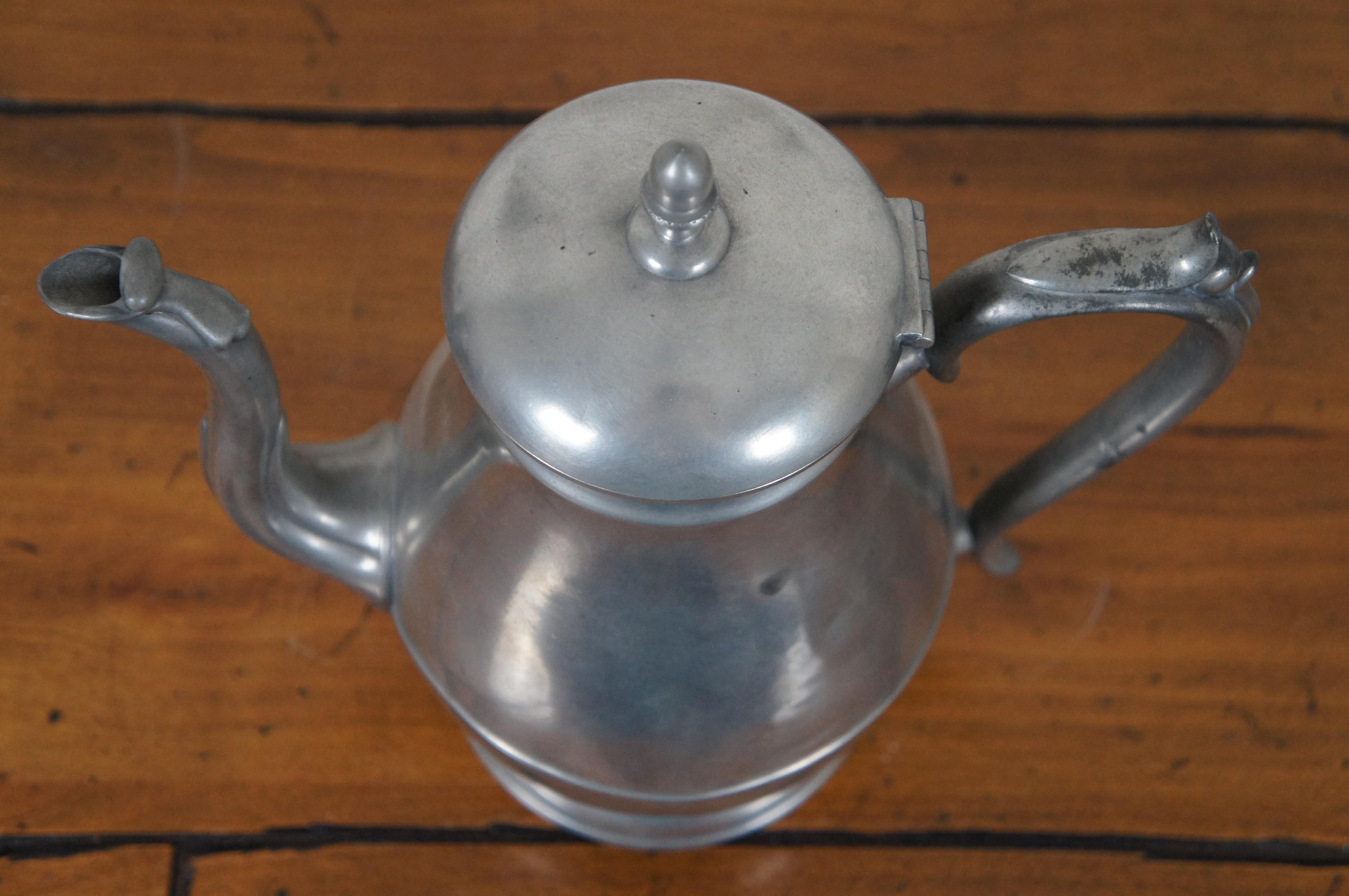 Early Victorian Antique 19th Century Sellew & Co Pewter Teapot Tea Coffee Pot Acorn Finial