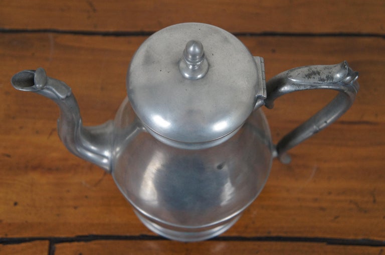 Antique 19th Century Sellew & Co Pewter Teapot Tea Coffee Pot Acorn Finial 1