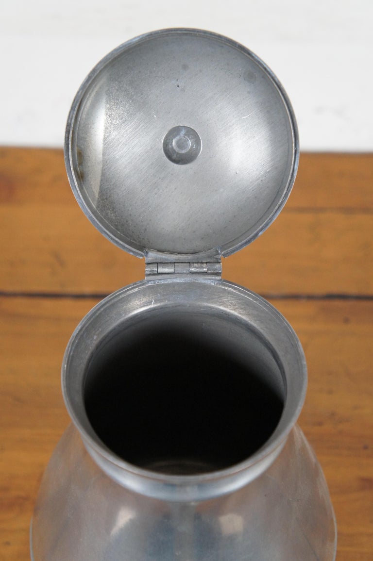 Antique 19th Century Sellew & Co Pewter Teapot Tea Coffee Pot Acorn Finial 2