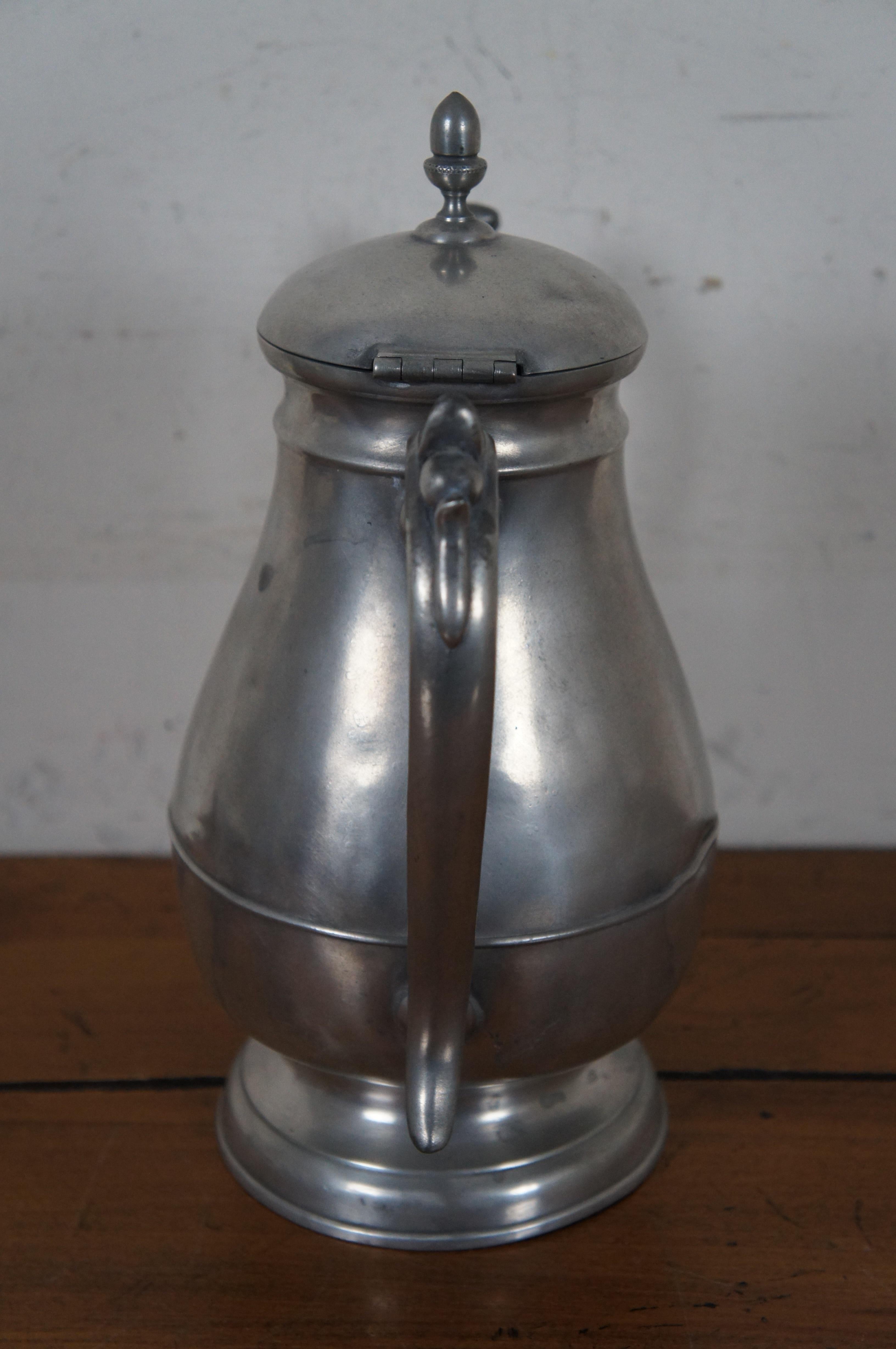 Antique 19th Century Sellew & Co Pewter Teapot Tea Coffee Pot Acorn Finial 2