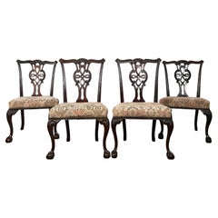 Ensemble de 4 chaises de salle à manger de style Chippendale du 19ème siècle ( REF AF-3440 )