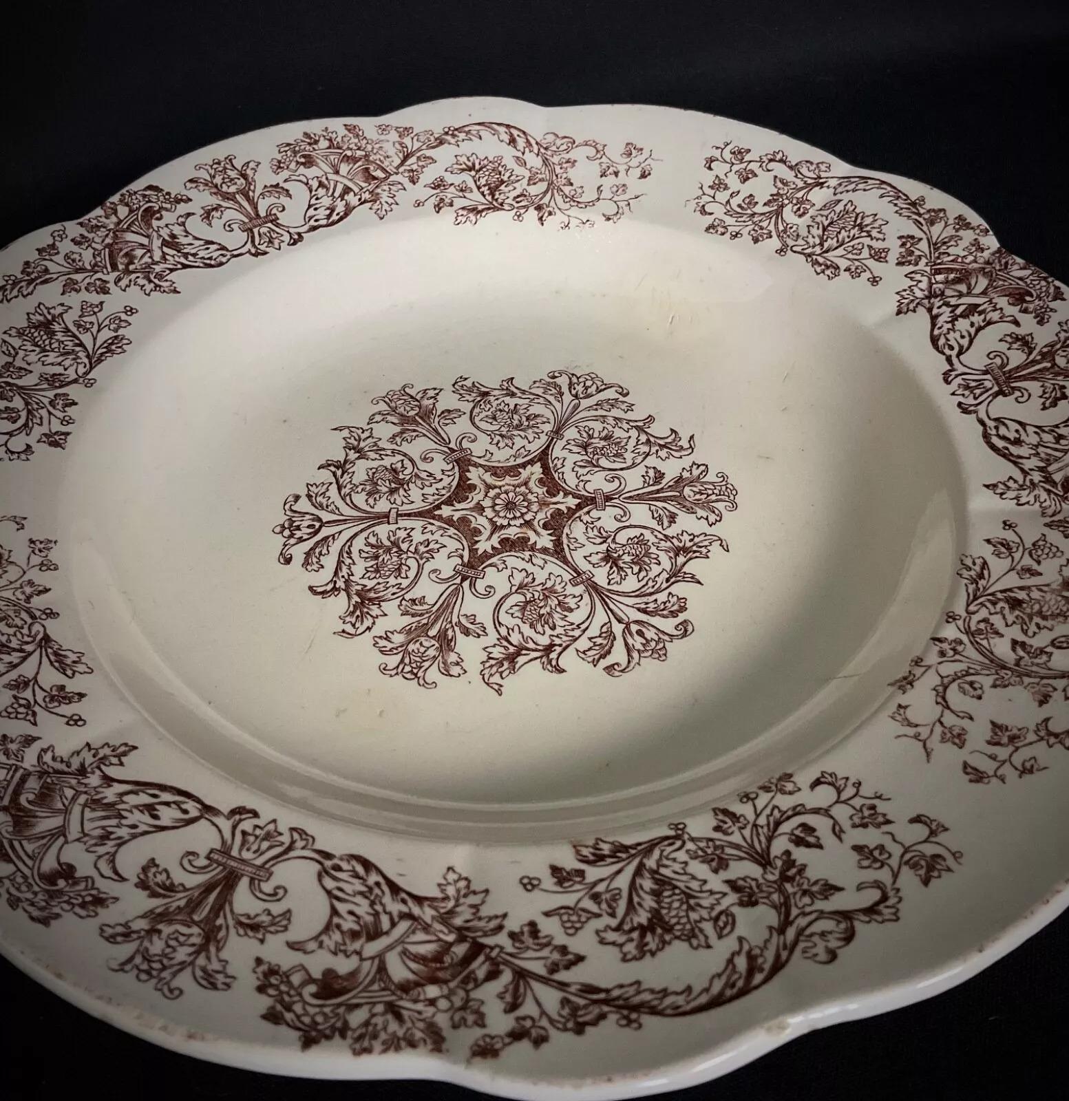 Français Ensemble de 6 assiettes profondes Longchamp Bella Pattern du 19ème siècle - 2Y376 en vente