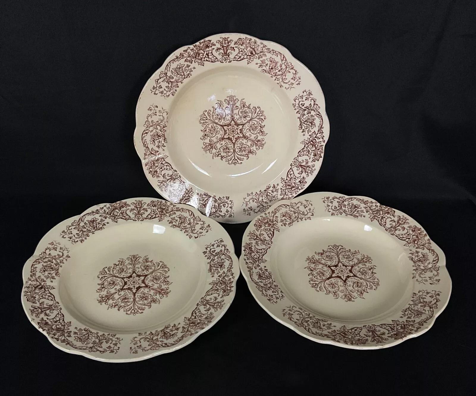 Ensemble de 6 assiettes profondes Longchamp Bella Pattern du 19ème siècle - 2Y376 en vente 3