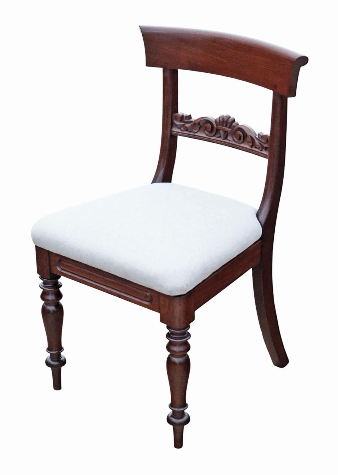 Antiguo Juego de 8 Sillas de Comedor con Respaldo de Caoba del Siglo XIX - Gran Calidad Inglés en venta