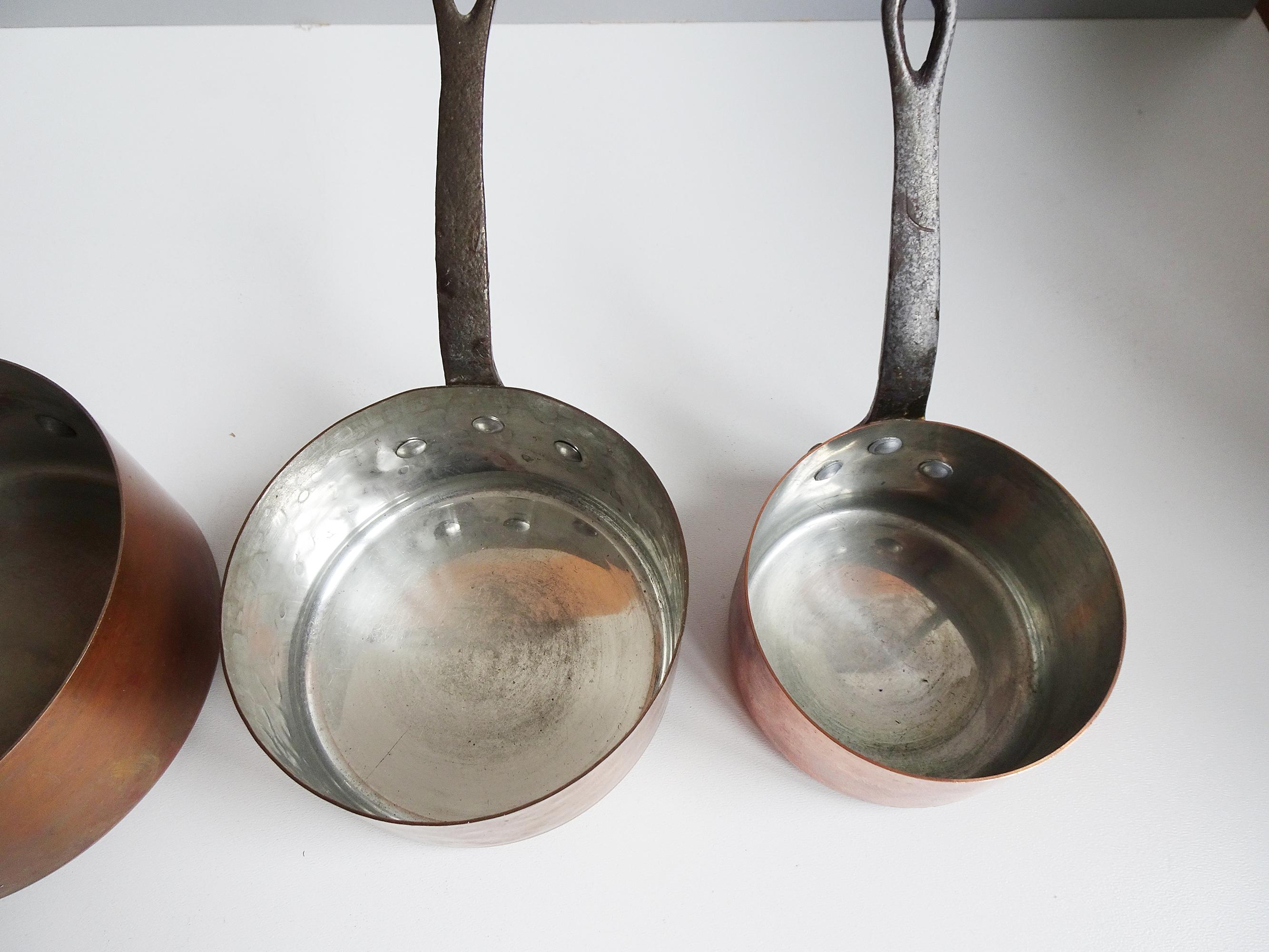 Antique 19th Century Set of Five French Copper Pots, France 5