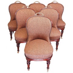 Antique 19th Century Set of Six Walnut Salon Dining Chairs