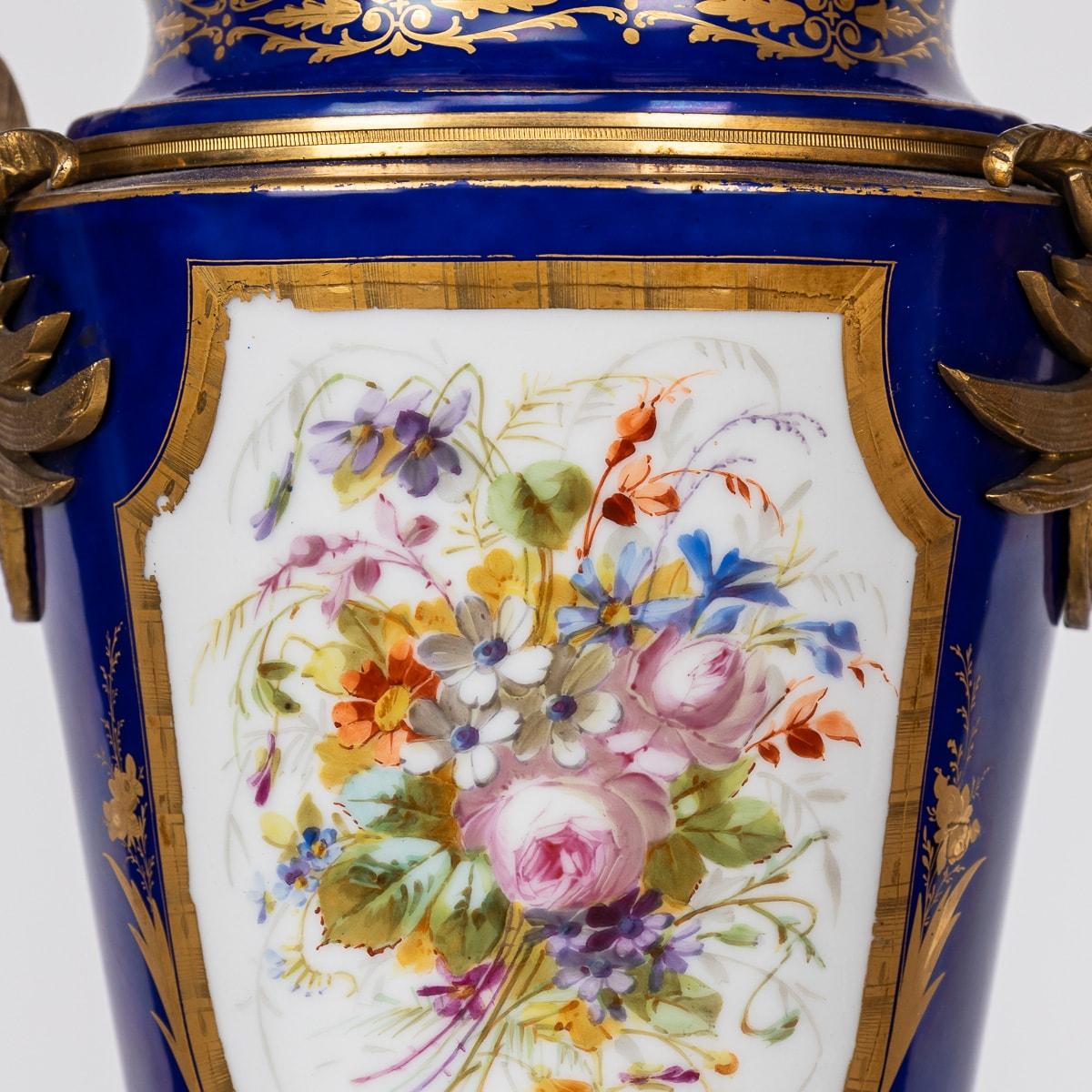 Antique 19th Century Sèvres Ormolu Mounted Vases With Covers c.1870 For Sale 11