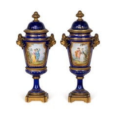 Antique 19th Century Sèvres Ormolu Mounted Vases With Covers c.1870