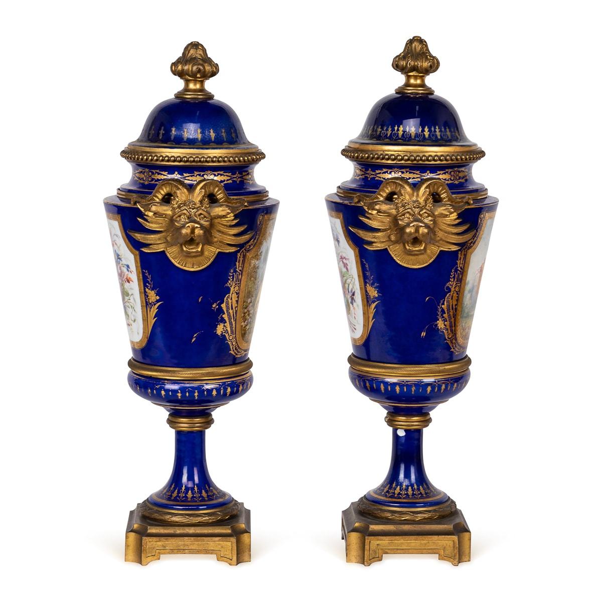 Antique 19th Century Sèvres Ormolu Mounted Vases With Covers c.1870 In Good Condition For Sale In Royal Tunbridge Wells, Kent
