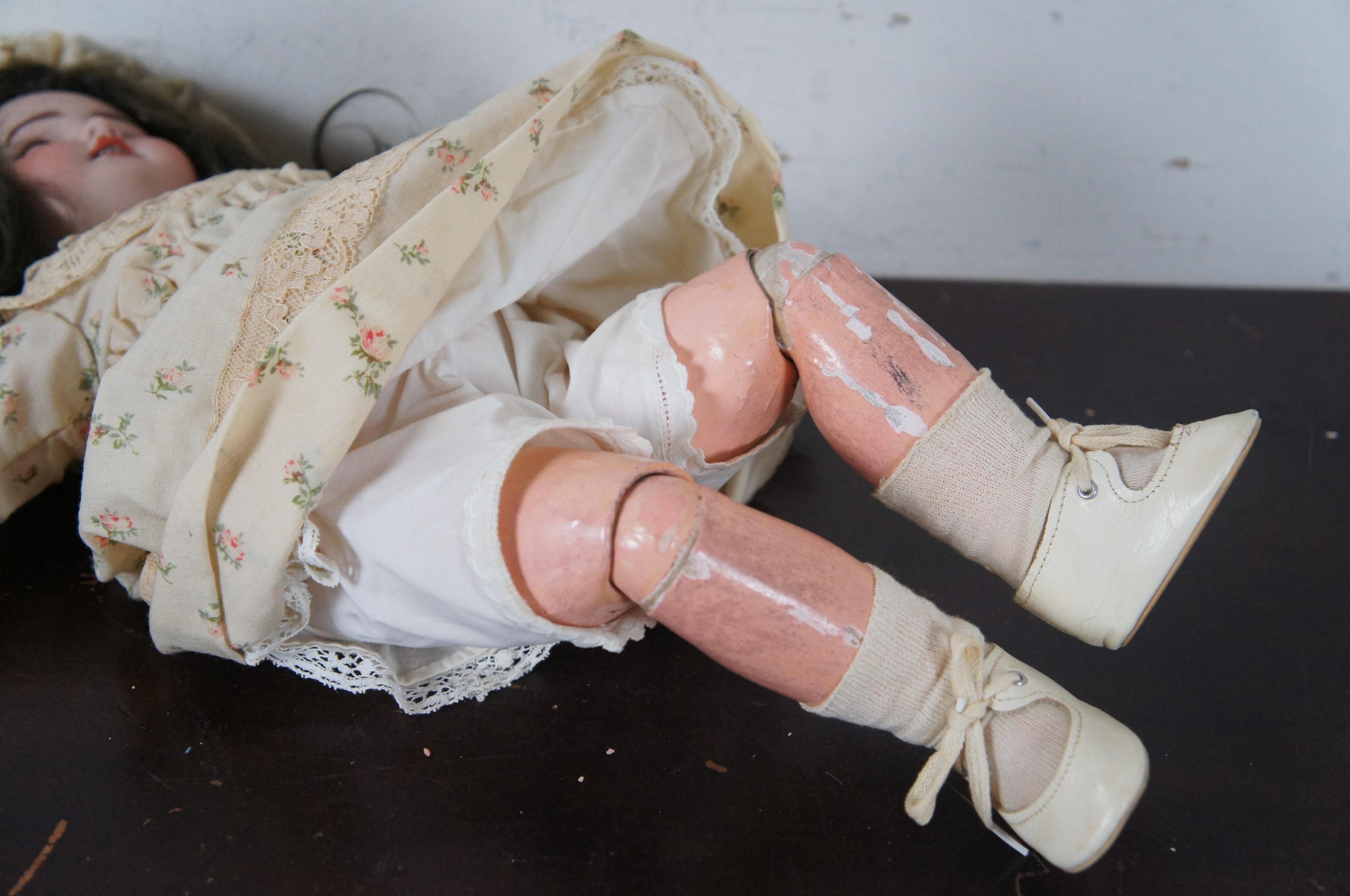 Antique 19th Century SFBJ 60 Paris 2 Bisque Sleepy Eye Jointed Baby Doll 3