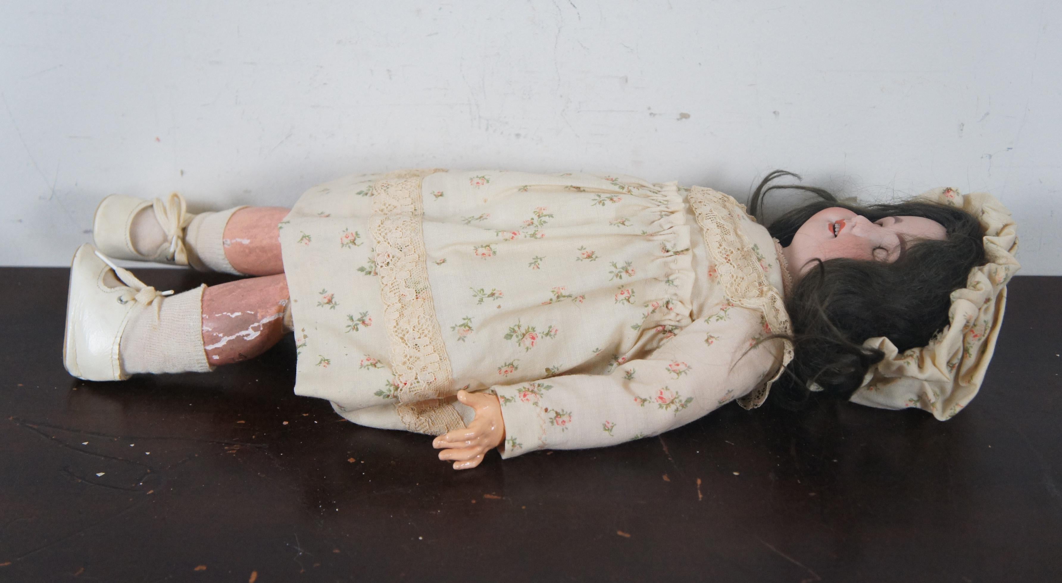 Ceramic Antique 19th Century SFBJ 60 Paris 2 Bisque Sleepy Eye Jointed Baby Doll