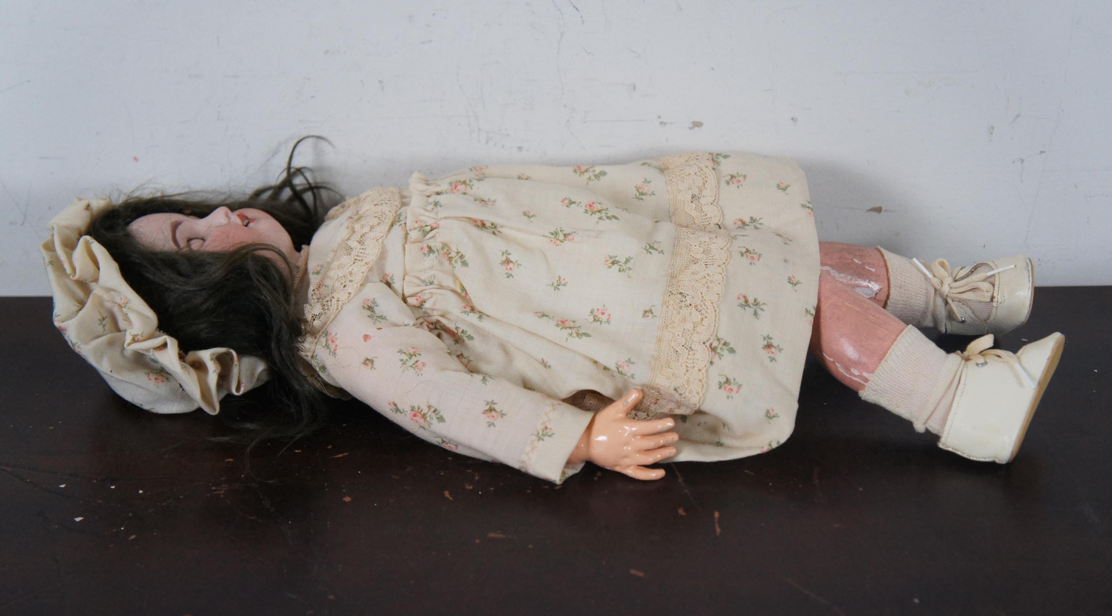 Antique 19th Century SFBJ 60 Paris 2 Bisque Sleepy Eye Jointed Baby Doll 1