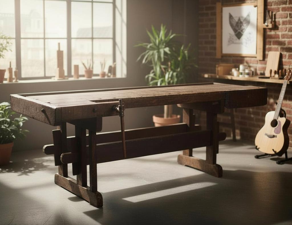 Dieser Arbeitstisch im Shaker-Stil aus dem 19. Jahrhundert ist ein außergewöhnliches Beispiel für praktische Handwerkskunst und ein seltenes und authentisches Sammlerstück. Er besteht aus massiver Eiche mit einer satten dunklen Beize und behält