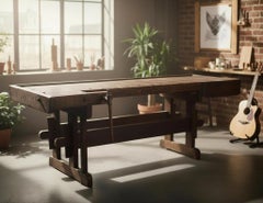 Mesa antigua de banco de trabajo Shaker Style del siglo XIX