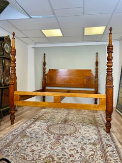 Antique 19th Century Sheraton Field Bed Resized to King by Leonards New England