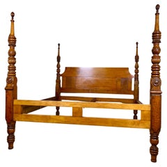 Used 19th Century Sheraton Field Bed Resized to King by Leonards New England
