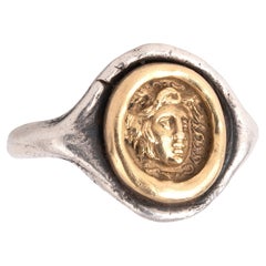 Antique 19th Century Silver And Gold Medusa Cameo Ring